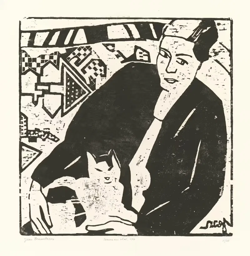 Женщина с кошкой by Жан Бруссельманс, 1920 — digital art print download