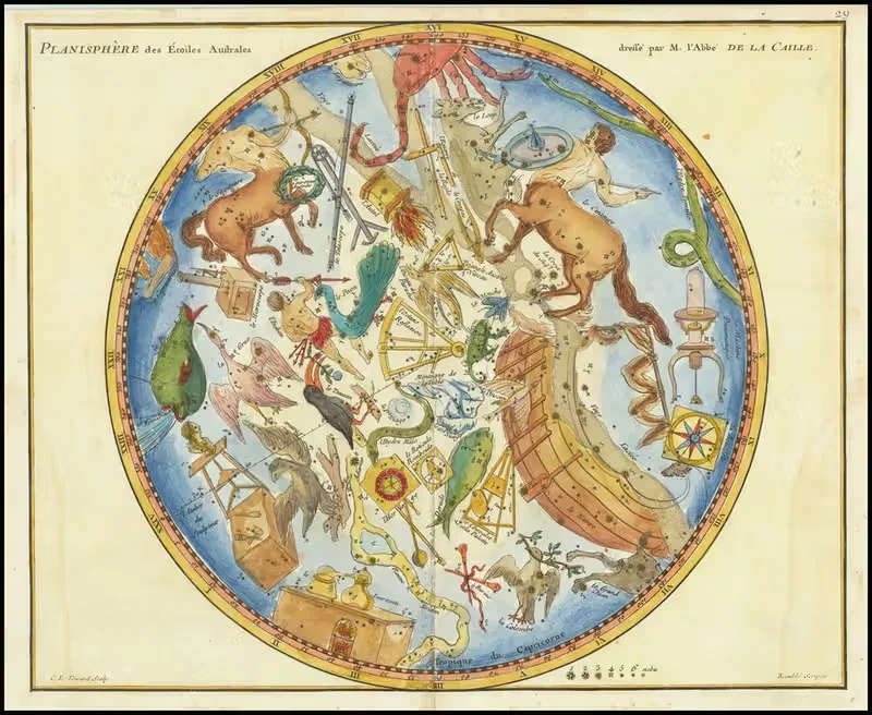 Planisphere des Etoiles Australes by John Flamsteed, 1776 — digital art print download