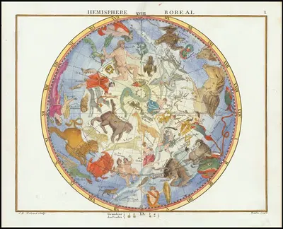 Hemisphere Boreal by John Flamsteed, 1776 — digital art print download