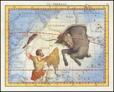 Le Taureau (Taurus) by John Flamsteed, 1776 — digital art print download