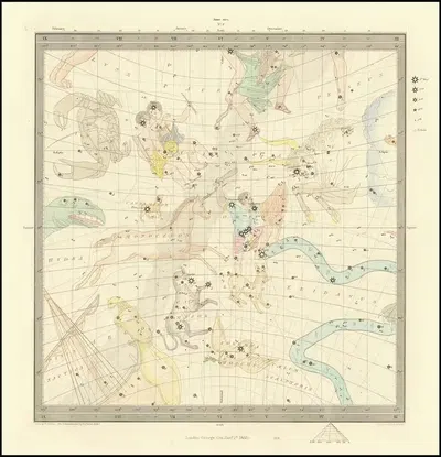 Taurus, Cancer, Orion, Gemini, Monoceros, Argo, Hydra, Canis Major, Lepus by William Barnard Clarke, 1855 — digital art…