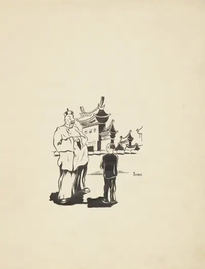 Китайский человек и мальчик by Ф. Окерс, 1934 — digital art print download