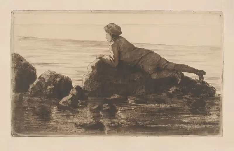 Мальчик, лежащий на камнях на пляже by Анри-Шарль Герар, 1856-1897 — digital art print download