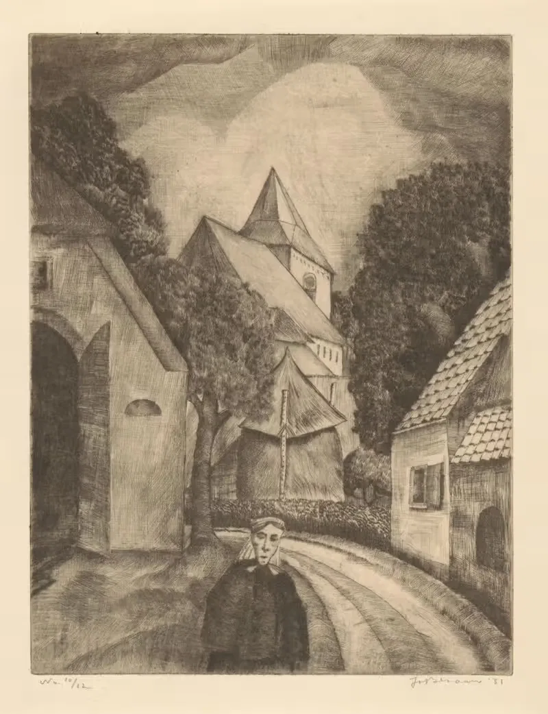 Жінка на сільській дорозі by Джо Безан, 1931 — digital art print download
