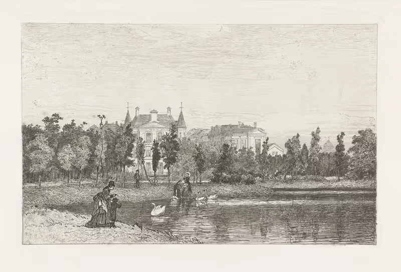 Zwanen voeren in het Vondelpark — Johan Conrad Greive