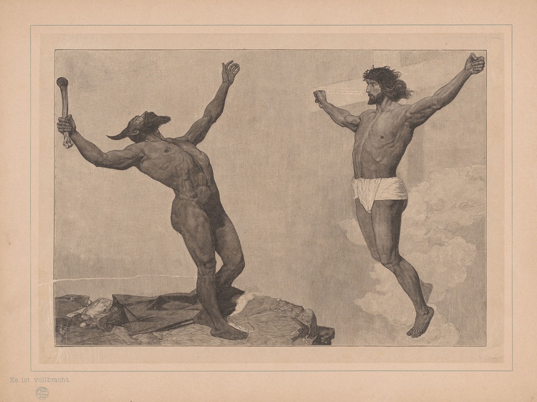 Christ on the cross overcomes the devil by Иоганн Якоб Вебер — digital art print download