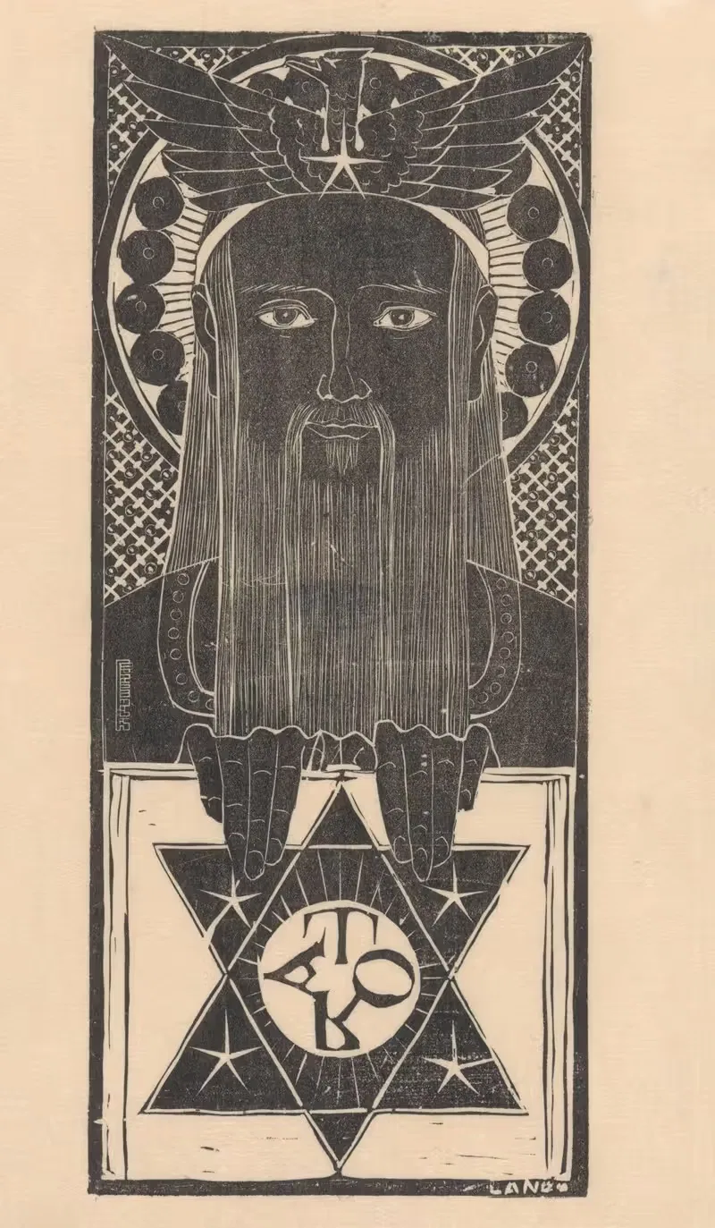 Man met baard en zespuntige ster — Mathieu Lauweriks