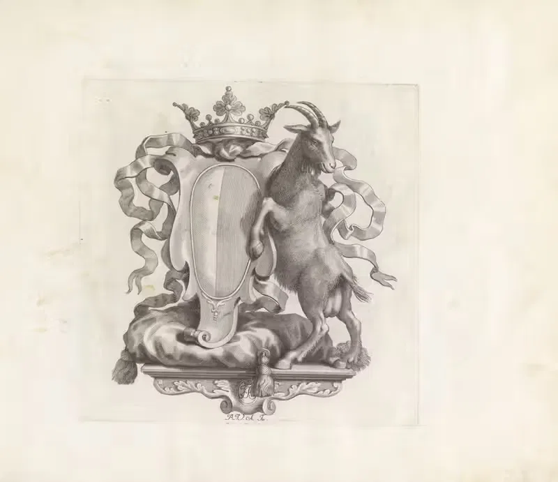 Gekroond wapenschild met geit — Robert van Audenaerde