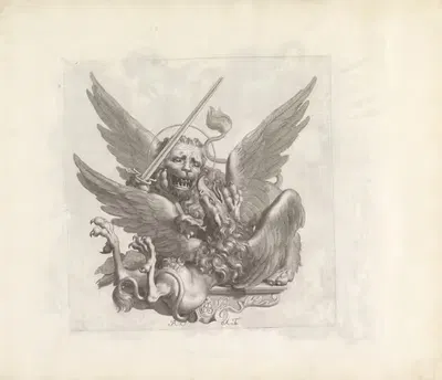 Griffioen verslagen door de leeuw van Sint Marcus by Robert van Audenaerde, 1673-1743 — digital art print download