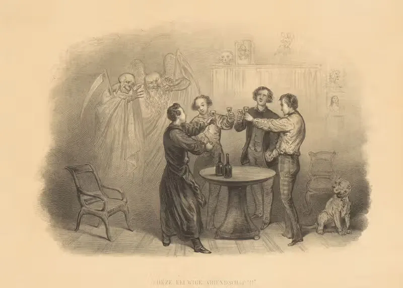 Студенты поднимают тост за дружбу by Александр Вер Хуэл, 1832 - 1897 — digital art print download