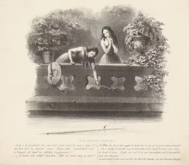 Две ловящие рыбу девушки by Александр Вер Хуэл, 1832 - 1897 — digital art print download