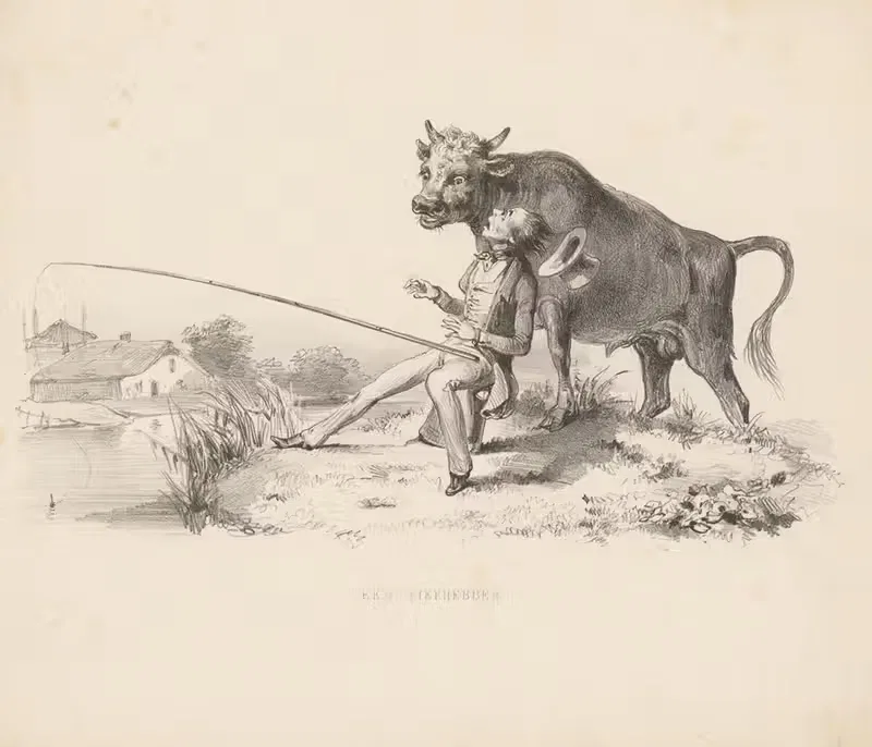 Рыбак пугается быка by Александр Вер Хуэл, 1832 - 1897 — digital art print download