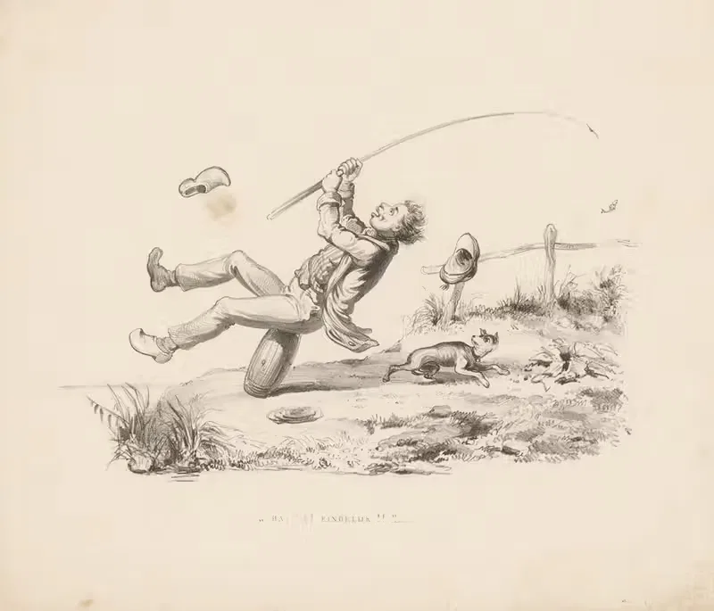 Visser valt achterover by Alexander Ver Huell, 1832 - 1897 — digital art print download