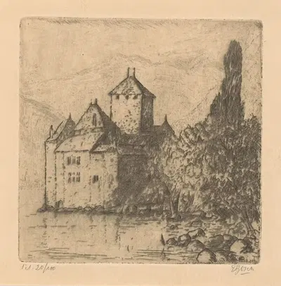 Kasteel van Chillon by Etienne Bosch, 1873-1931 — digital art print download
