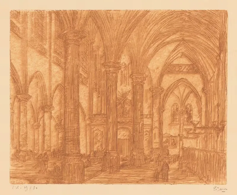 Интерьер церкви by Этьен Бош, 1873-1931 — digital art print download