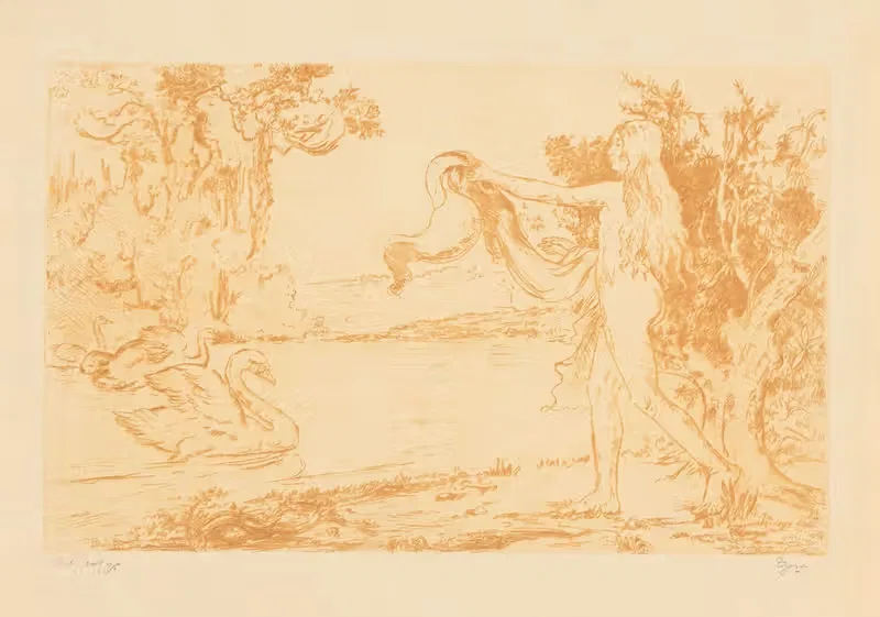Женщина с лебедями by Этьен Бош, 1873-1931 — digital art print download