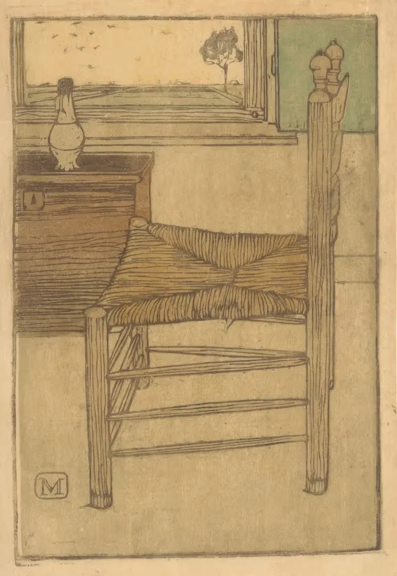 Стул с плетеным сиденьем. by Ян Манкес, 1914 — digital art print download
