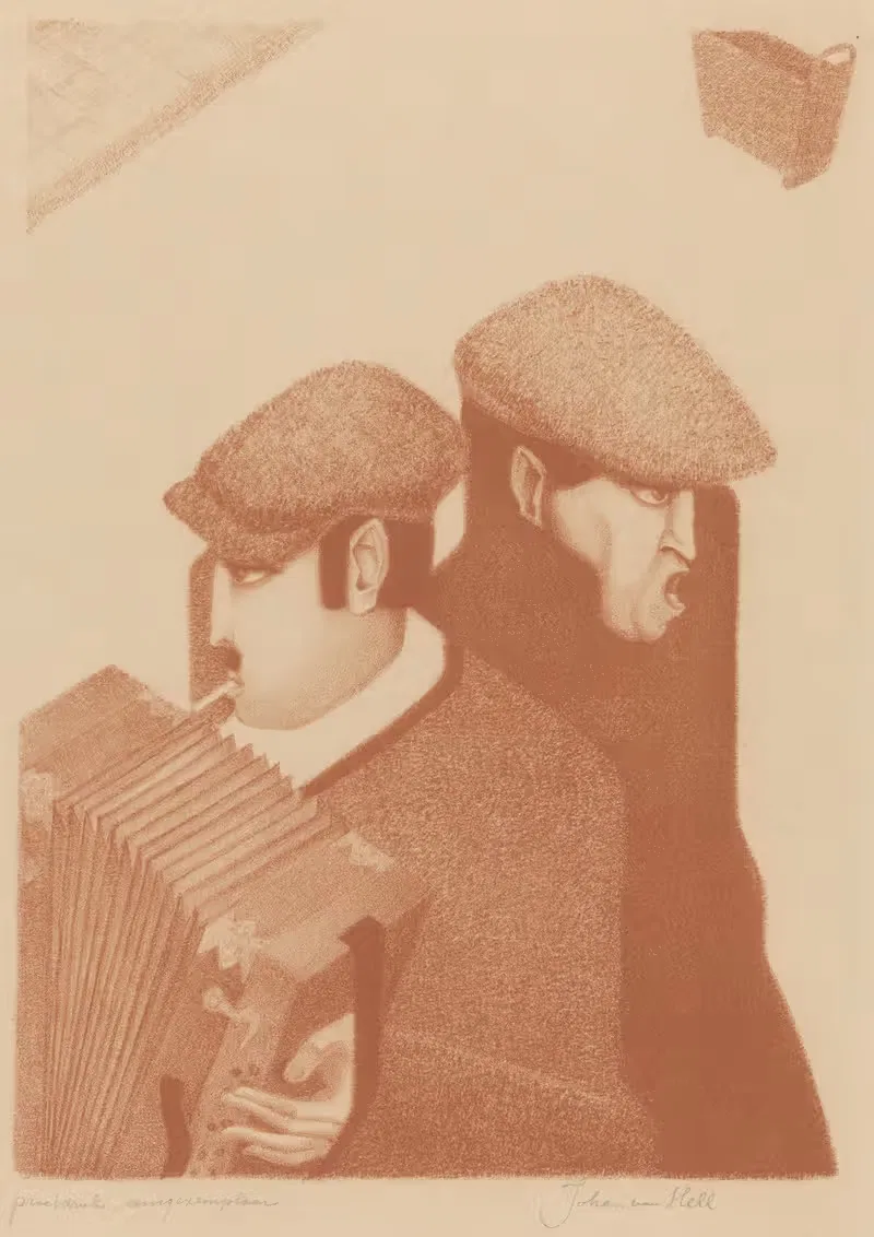 Уличные музыканты by Йохан ван Хелл, 1925 — digital art print download