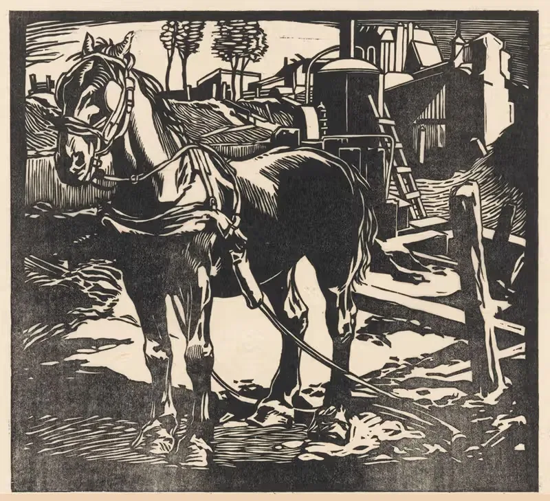 Привязанный к повозке конь by Иоганнес Иосифус Аартс, 1881-1934 — digital art print download
