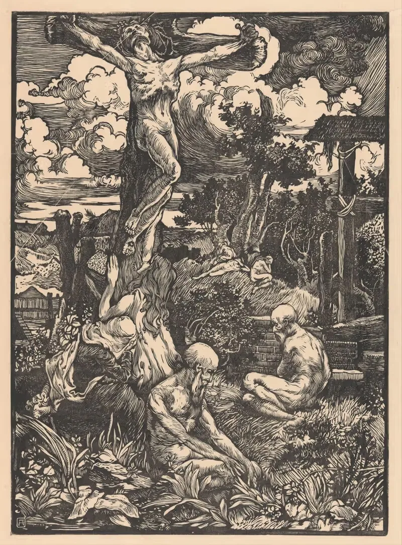Gekruisigde man in heuvellandschap — Johannes Josephus Aarts