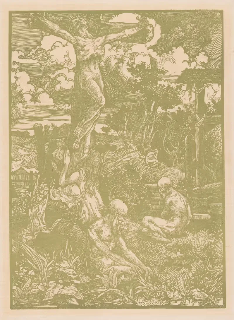 Gekruisigde man in heuvellandschap — Johannes Josephus Aarts
