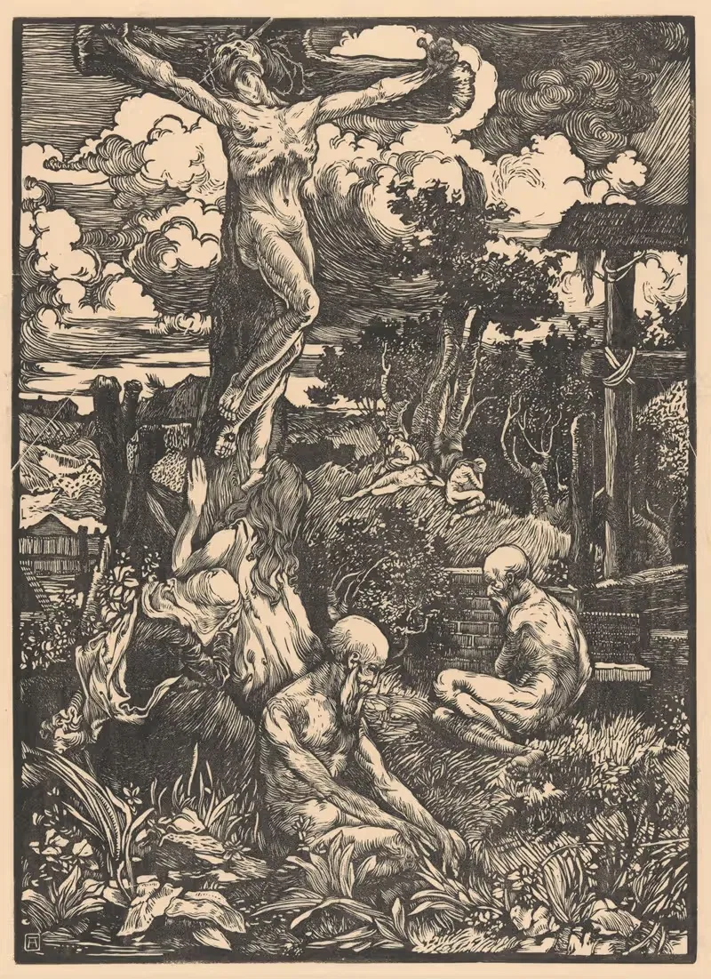 Gekruisigde man in heuvellandschap — Johannes Josephus Aarts