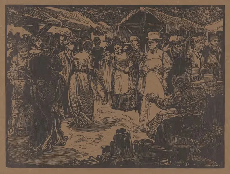 Marktscène met mannen en vrouwen — Johannes Josephus Aarts