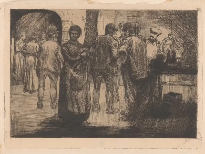 Marktscène met mannen en vrouwen — Johannes Josephus Aarts