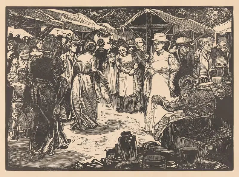 Marktscène met mannen en vrouwen — Johannes Josephus Aarts