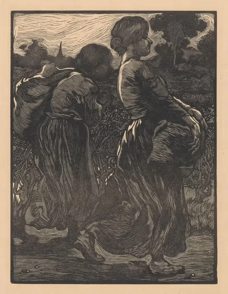 Twee landarbeidsters by Johannes Josephus Aarts, 1901 — digital art print download