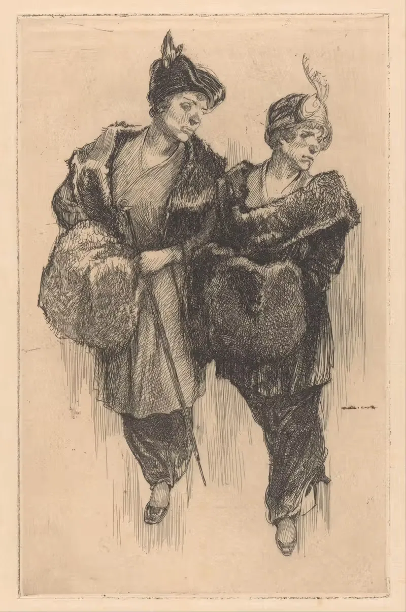 Две женщины в мехах by Иоганнес Иосифус Аартс, 1912-1913 — digital art print download