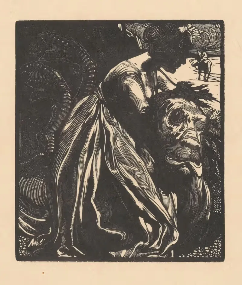 Vrouw met monster by Johannes Josephus Aarts — digital art print download