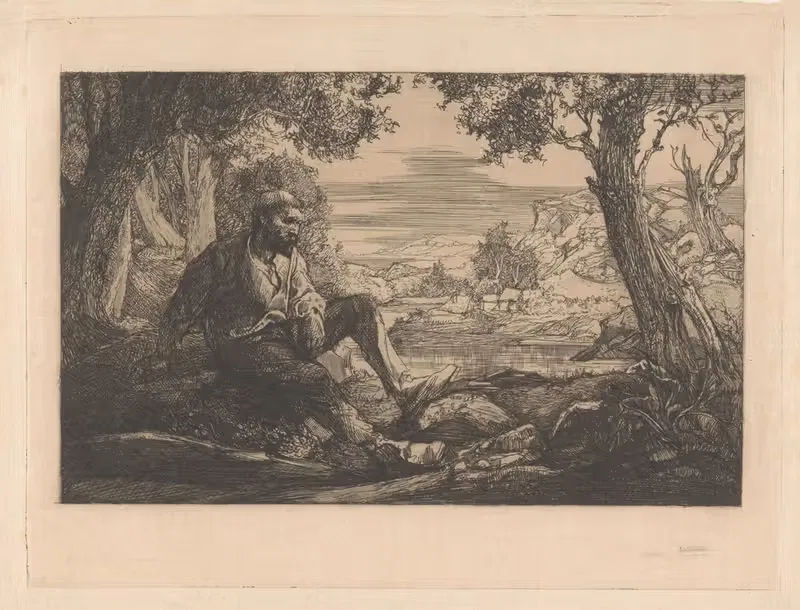 Zittende man in heuvellandschap — Johannes Josephus Aarts
