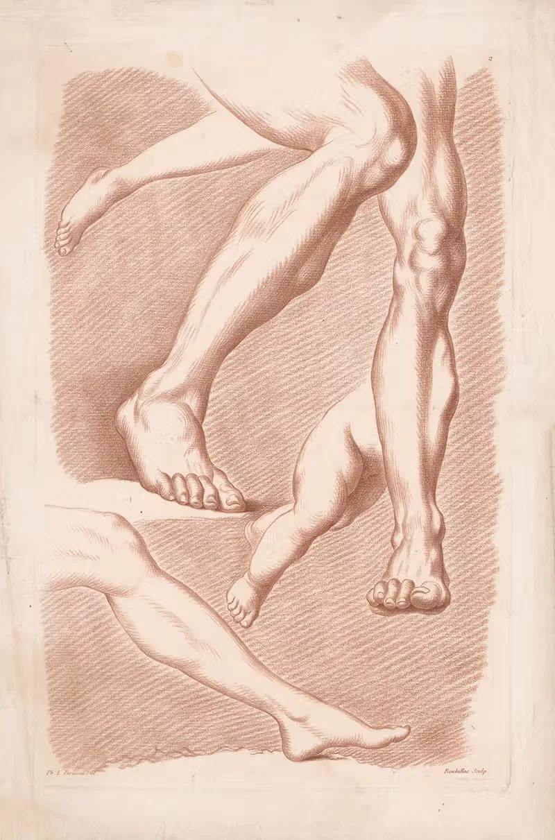 Six legs in different poses by Louis-François Roubiliac, 1749-1849 — digital art print download