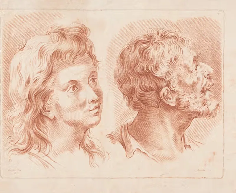 Two men's heads by Louis-François Roubiliac, 1749-1849 — digital art print download