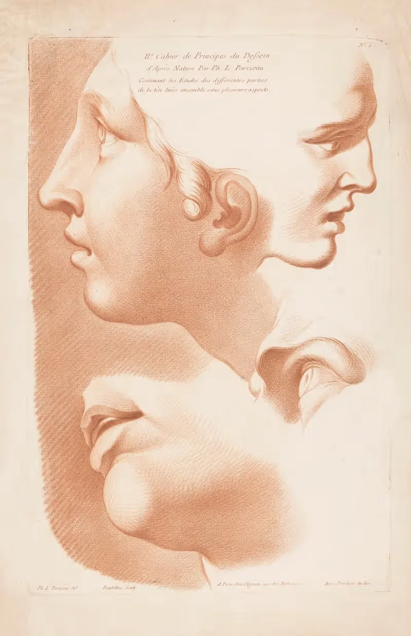 Лица двух женщин, рот и глаз by Луи-Франсуа Рубильяк, 1749-1849 — digital art print download