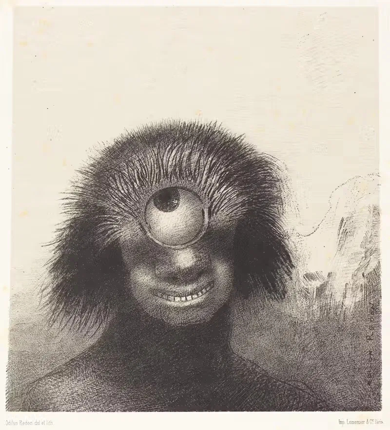 Le Polype difforme flottait sur les rivages, sorte de cyclope souriant et hideux — Odilon Redon