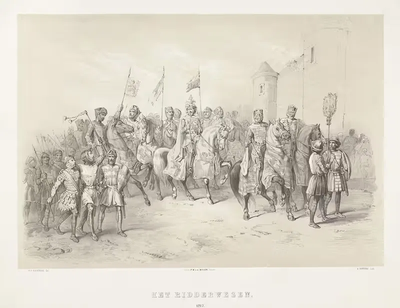Рыцари на конях, 1217 by Питер Виллемус ван де Вейер, 1840 - 1863 — digital art print download