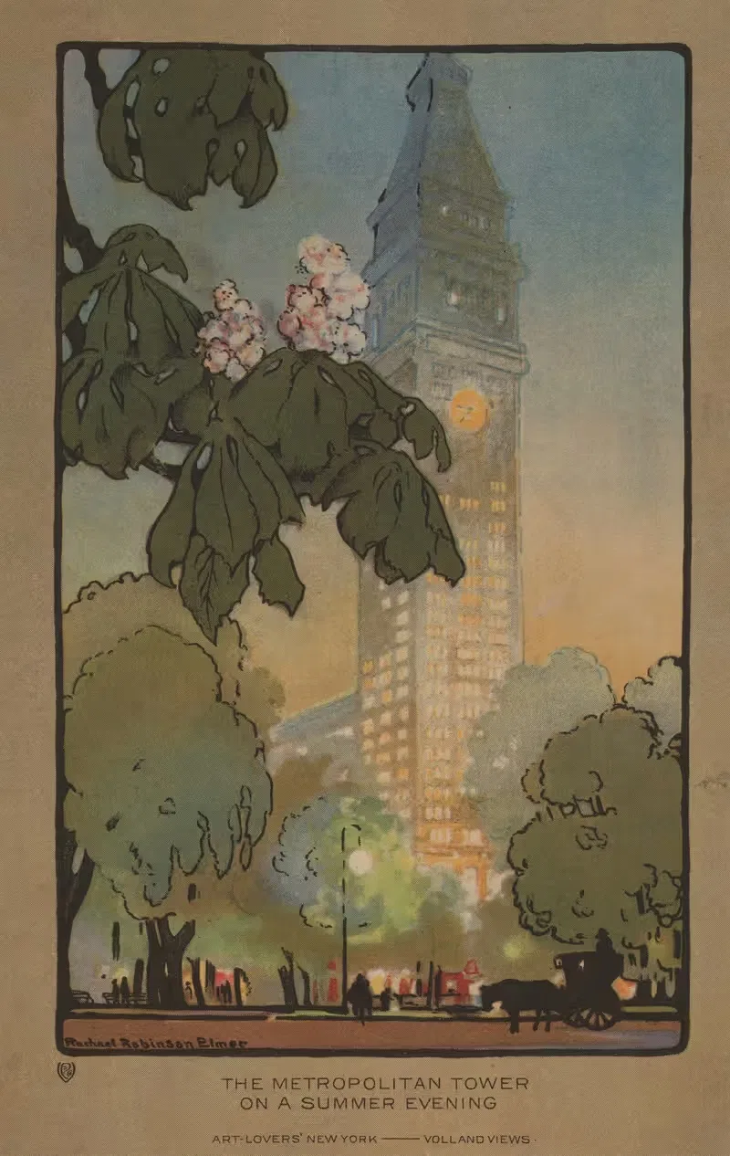Метрополитенская башня в летний вечер by Рэйчел Робинсон Элмер, 1914 — digital art print download