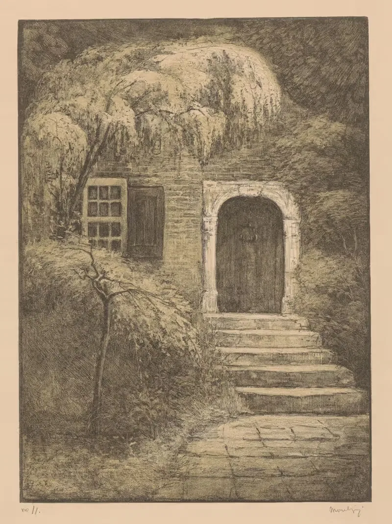 Дверь со каменной лестницей Задняя дверь by Симон Мулейн, 1917 — digital art print download