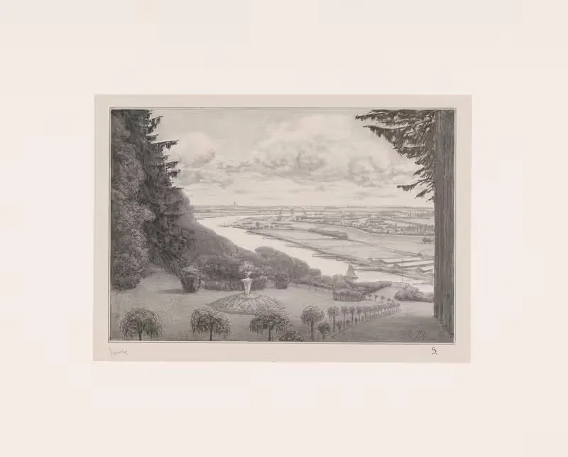 Gezicht op landschap met rivier — Simon Moulijn