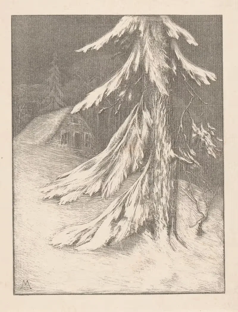 Сосна в снежном пейзаже Зима by Симон Мулейн, 1900 — digital art print download