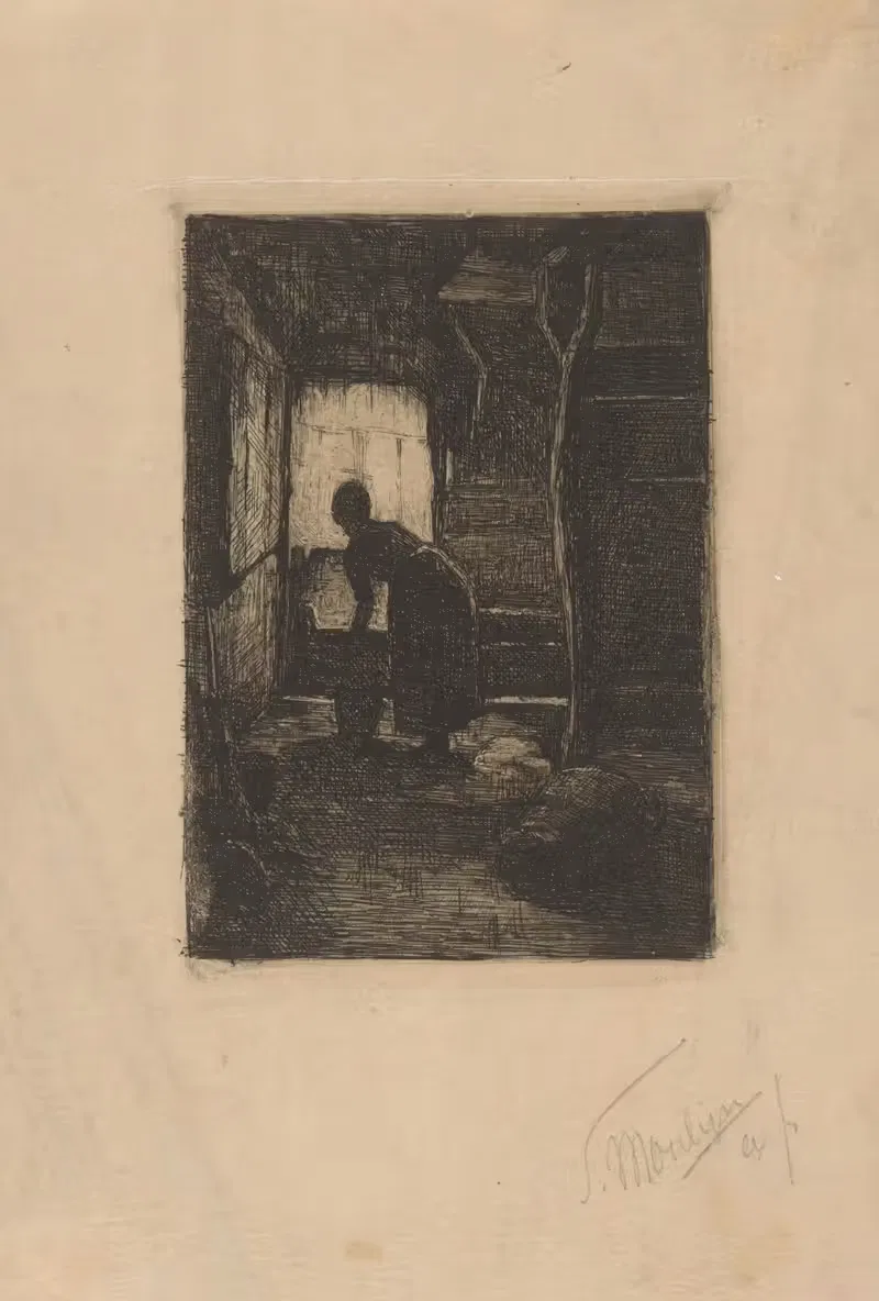 Vrouw bij wastobbe by Simon Moulijn, 1889 — digital art print download