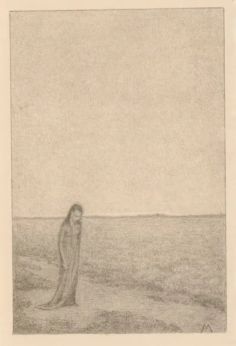 Женщина в плоском пейзаже by Симон Мулейн, 1901 — digital art print download