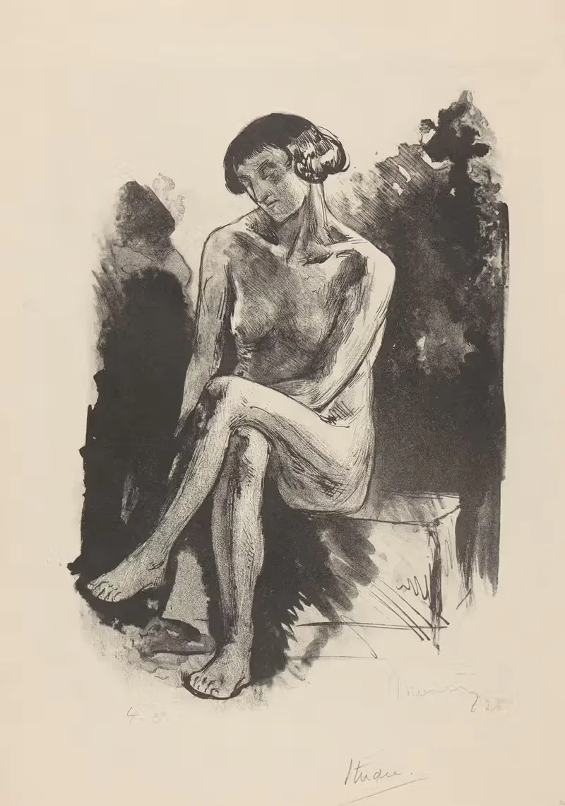 Сидящее обнаженное модель by Симон Мулейн, 1926 — digital art print download
