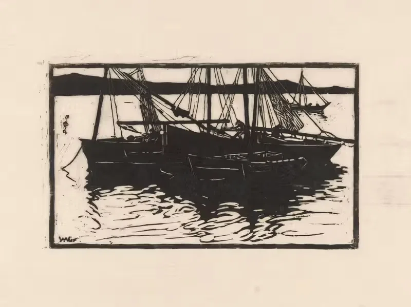 Пришвартованные корабли в Конкарно by Виллем Адрианус Грондхаут, 1888-1934 — digital art print download