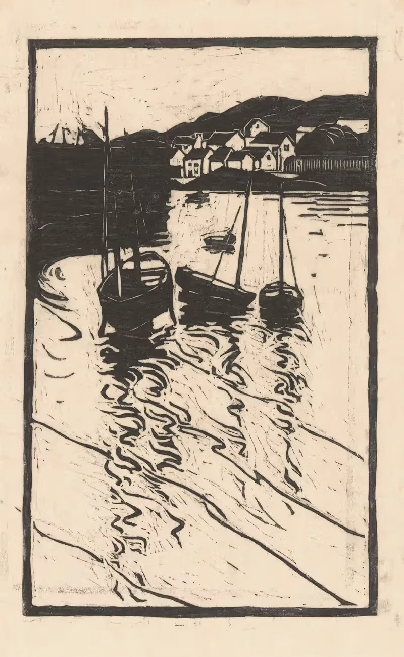 Afgemeerde schepen in de haven van Concarneau by Willem Adrianus Grondhout, 1888-1934 — digital art print download