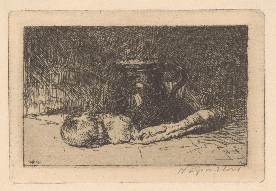 Stilleven met kan en uien — Willem Adrianus Grondhout