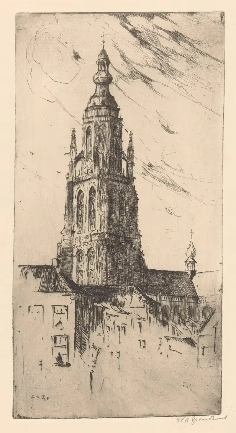 Toren van de Grote Kerk in Breda — Willem Adrianus Grondhout