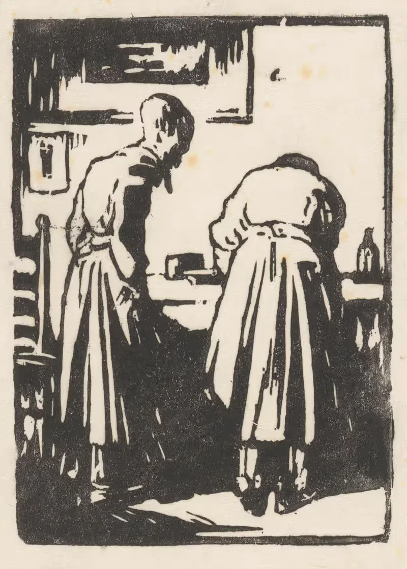 Twee vrouwen in een atelier — Willem Adrianus Grondhout